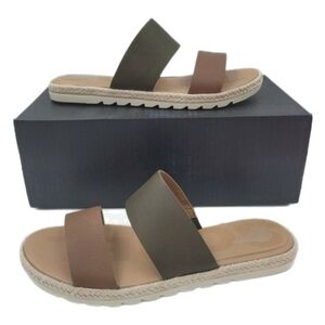 Sorel Ella II Slide Two Strap Leather Sandals Velvet Tan Womens US 8.5 Flats